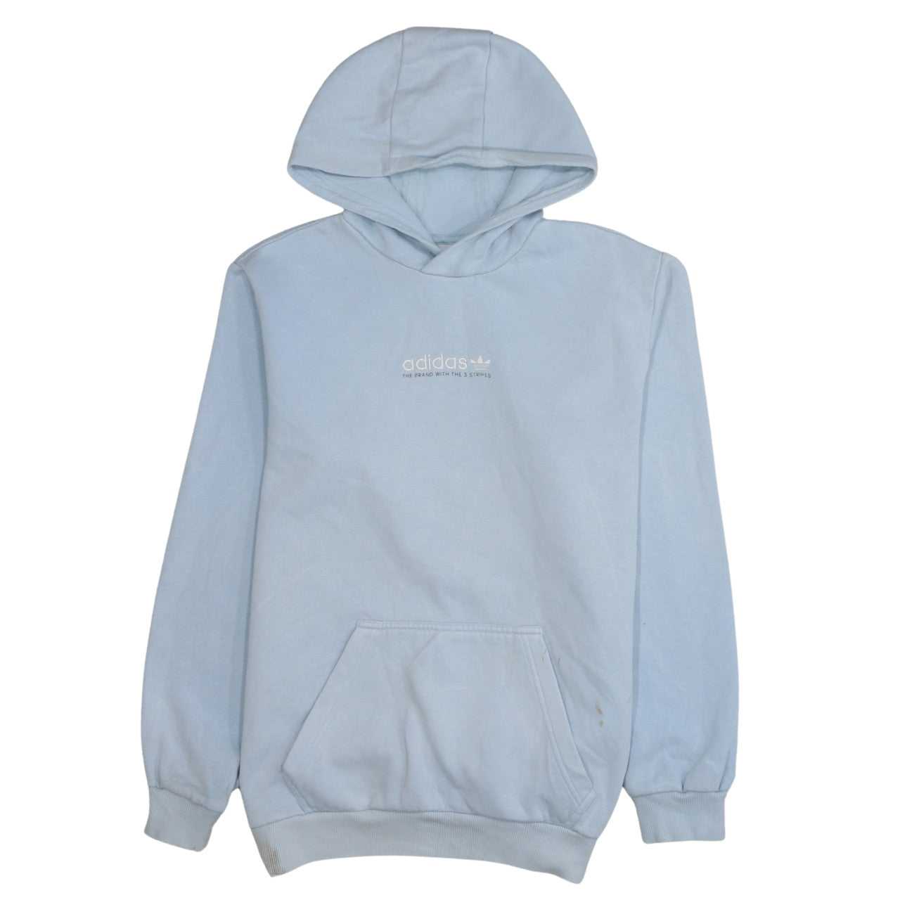 Adidas Mens Blue Pullover Hoodie Medium Classic Logo Cotton Blend