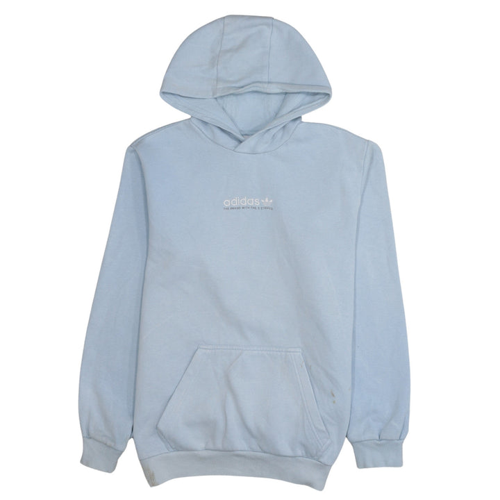 Adidas Mens Blue Pullover Hoodie Medium Classic Logo Cotton Blend