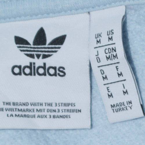 Adidas Mens Blue Pullover Hoodie Medium Classic Logo Cotton Blend
