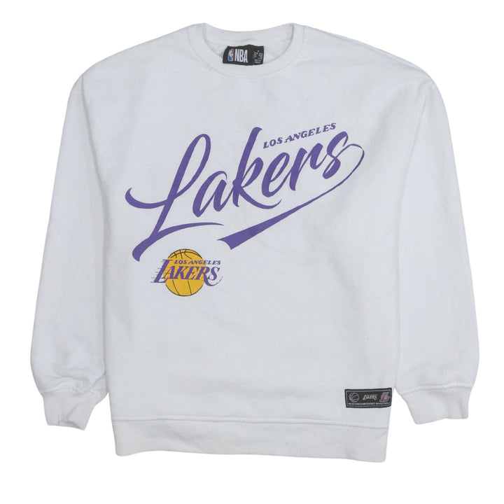 NBA Los Angeles Lakers White Sweatshirt Womens Small Crew Neck Pullover