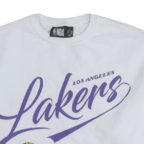 NBA Los Angeles Lakers White Sweatshirt Womens Small Crew Neck Pullover