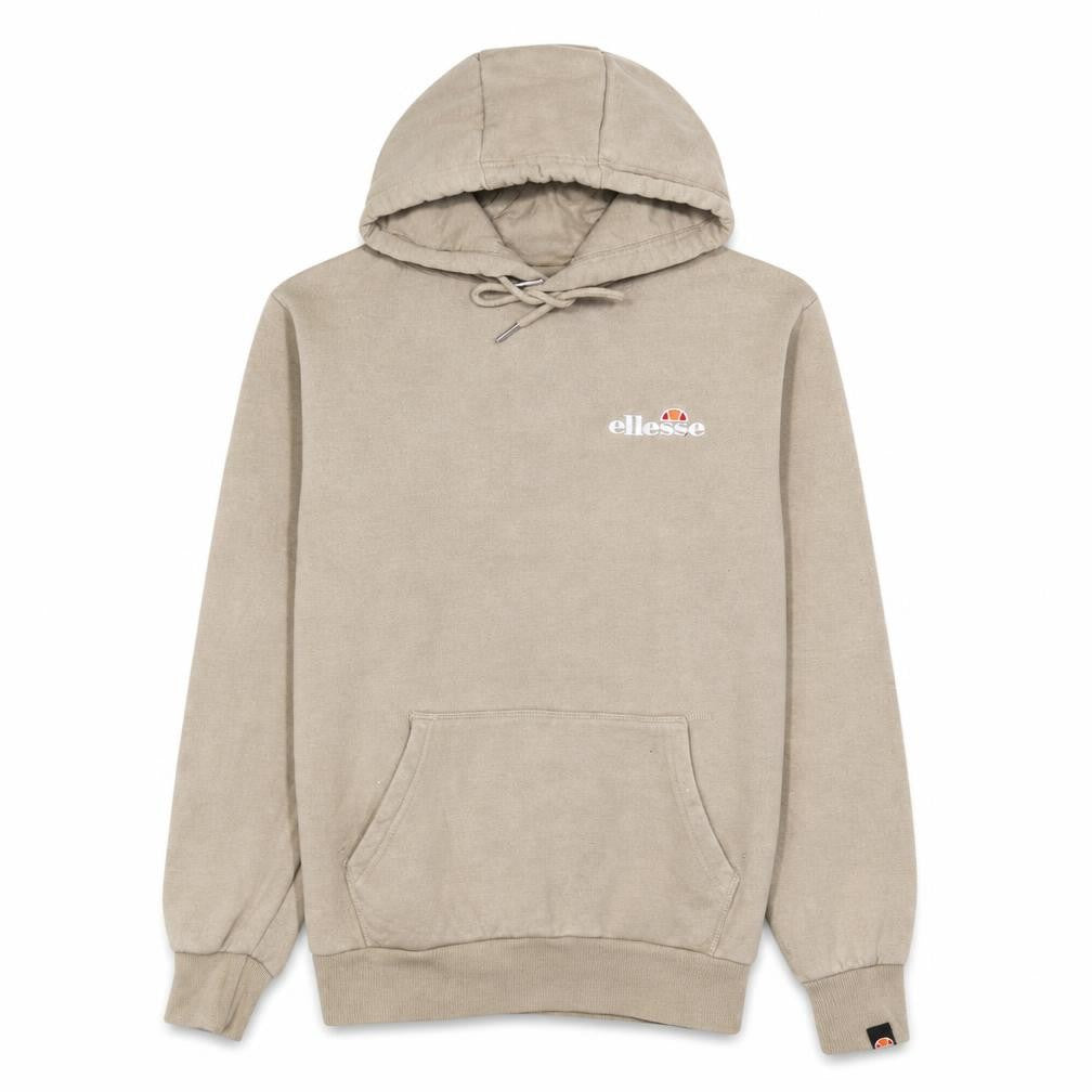 Front view of Ellesse Men's Beige Pullover Hoodie XS Regular Fit Logo Fleece