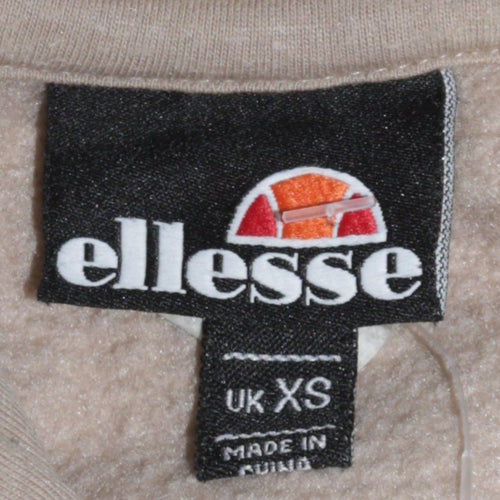 Ellesse Men's Beige Pullover Hoodie XS Regular Fit Logo Fleece