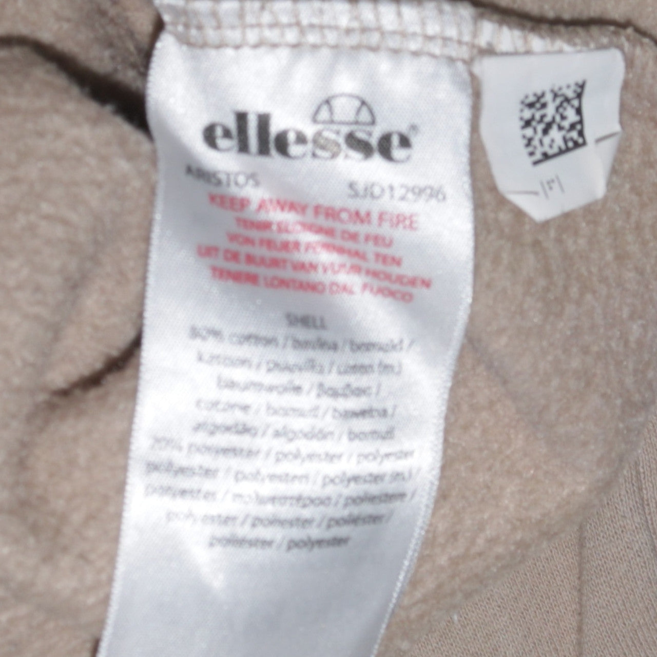 Ellesse Men's Beige Pullover Hoodie XS Regular Fit Logo Fleece