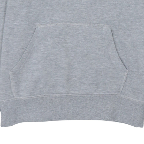 Champion Women Grey Pullover Hoodie L Logo Print Cotton Blend