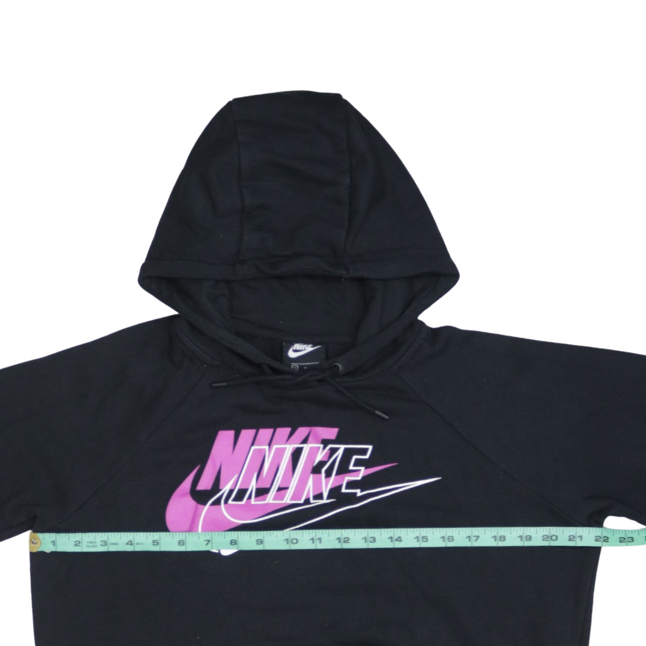 Nike Men's Black Small Pullover Hoodie with Pink Logo Print