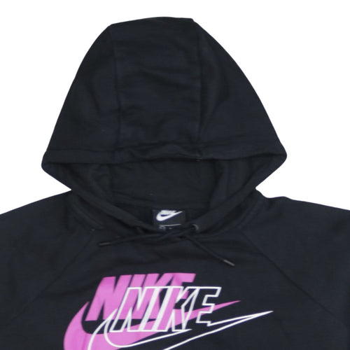 Nike Men's Black Small Pullover Hoodie with Pink Logo Print
