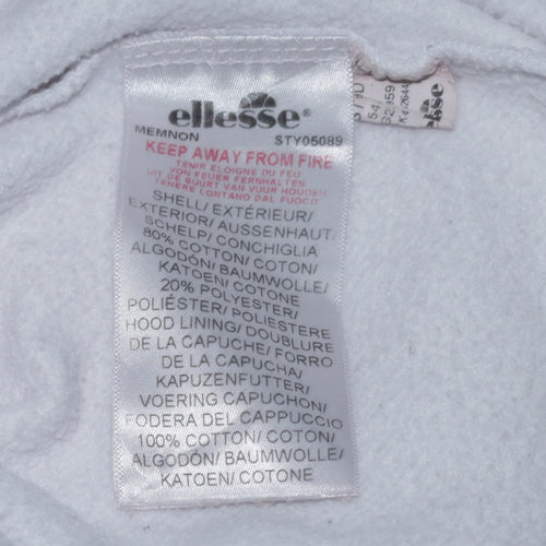 Ellesse Women White Hoodie UK 10 Pullover Logo Cotton Blend Sporty
