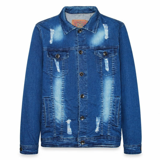 Front view of Jean FieZ Men's Blue Denim Button Jacket XL Classic Style