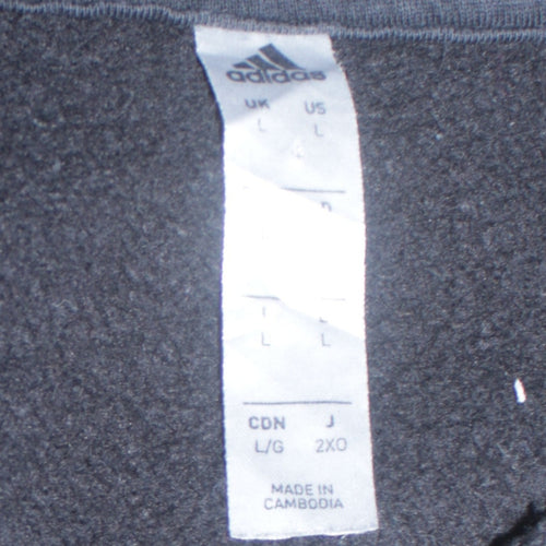 Adidas Men's Black Pullover Hoodie L Sports Fleece Sweatshirt