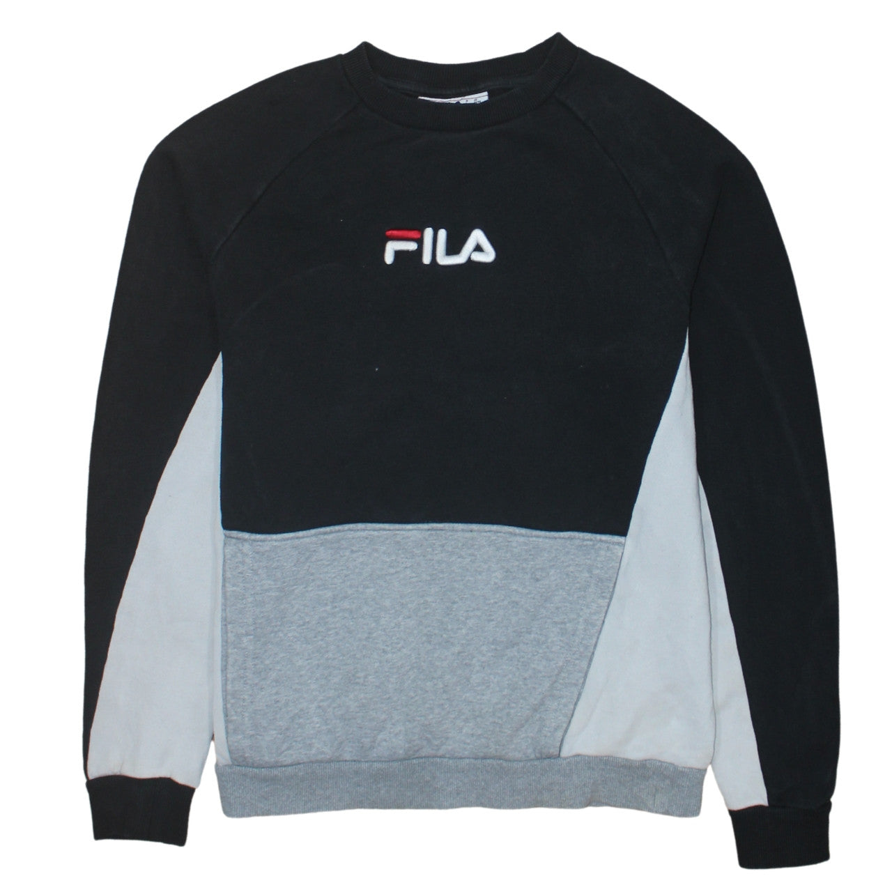 FILA Mens Black Colour Block Crew Neck Sweatshirt Size S