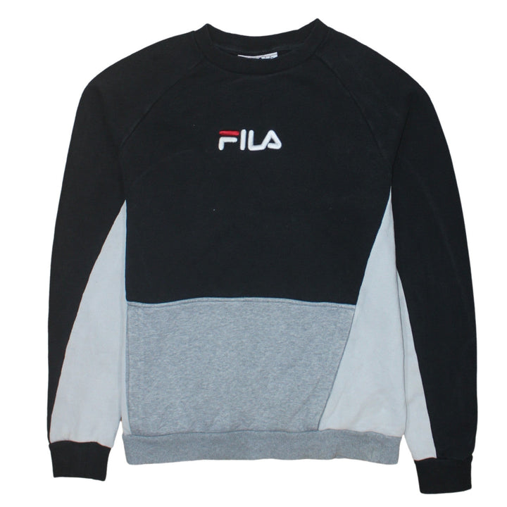 FILA Mens Black Colour Block Crew Neck Sweatshirt Size S