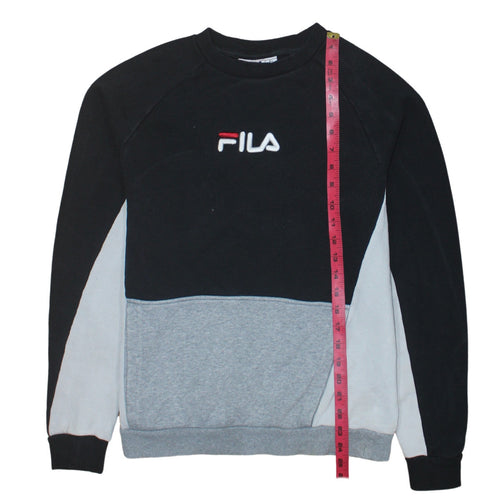 FILA Mens Black Colour Block Crew Neck Sweatshirt Size S