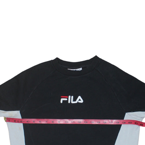 FILA Mens Black Colour Block Crew Neck Sweatshirt Size S