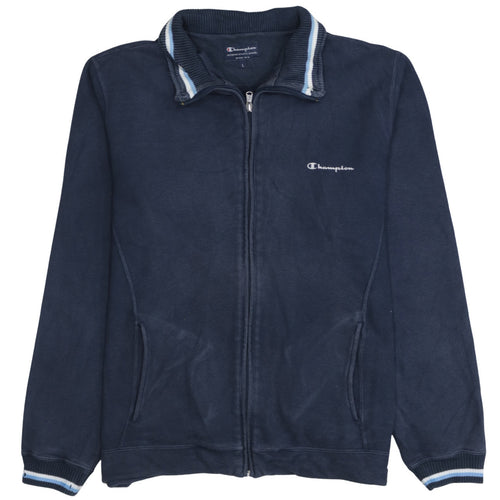 Champion Men’s Blue L Track Jacket Full Zip Fleece Sportswear