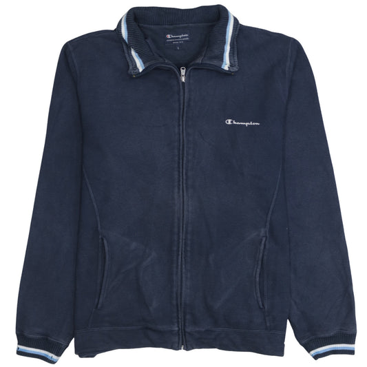 Champion Men’s Blue L Track Jacket Full Zip Fleece Sportswear