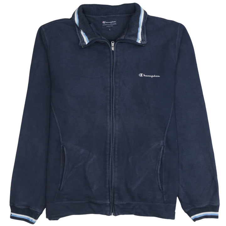Champion Men’s Blue L Track Jacket Full Zip Fleece Sportswear
