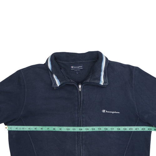 Champion Men’s Blue L Track Jacket Full Zip Fleece Sportswear