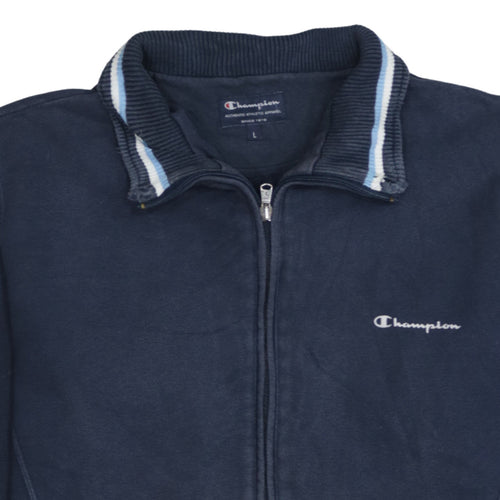 Champion Men’s Blue L Track Jacket Full Zip Fleece Sportswear