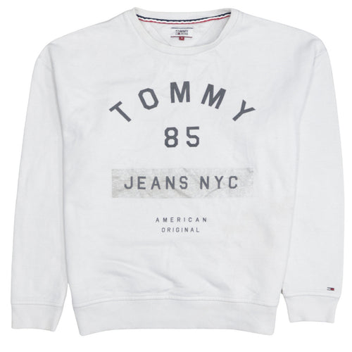 Tommy Jeans Men's White Crew Neck Pullover Sweatshirt Size S