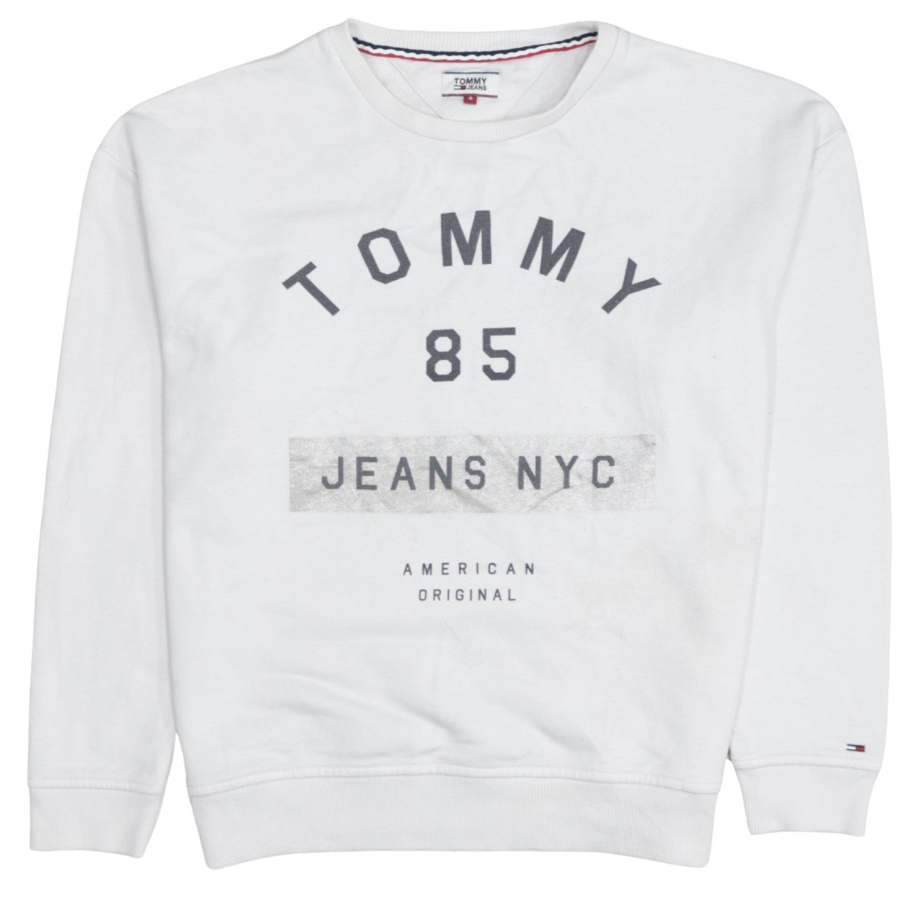 Tommy Jeans Men's White Crew Neck Pullover Sweatshirt Size S