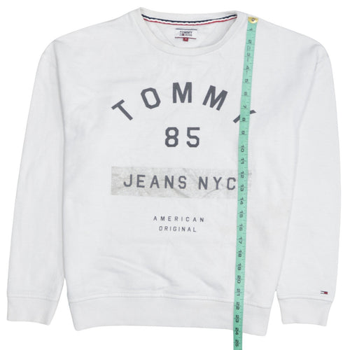 Tommy Jeans Men's White Crew Neck Pullover Sweatshirt Size S