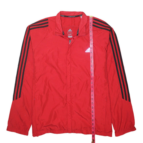 Adidas Men’s Red Windbreaker Jacket L ClimaProof Lightweight Sports