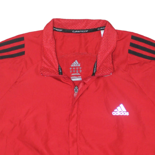 Adidas Men’s Red Windbreaker Jacket L ClimaProof Lightweight Sports