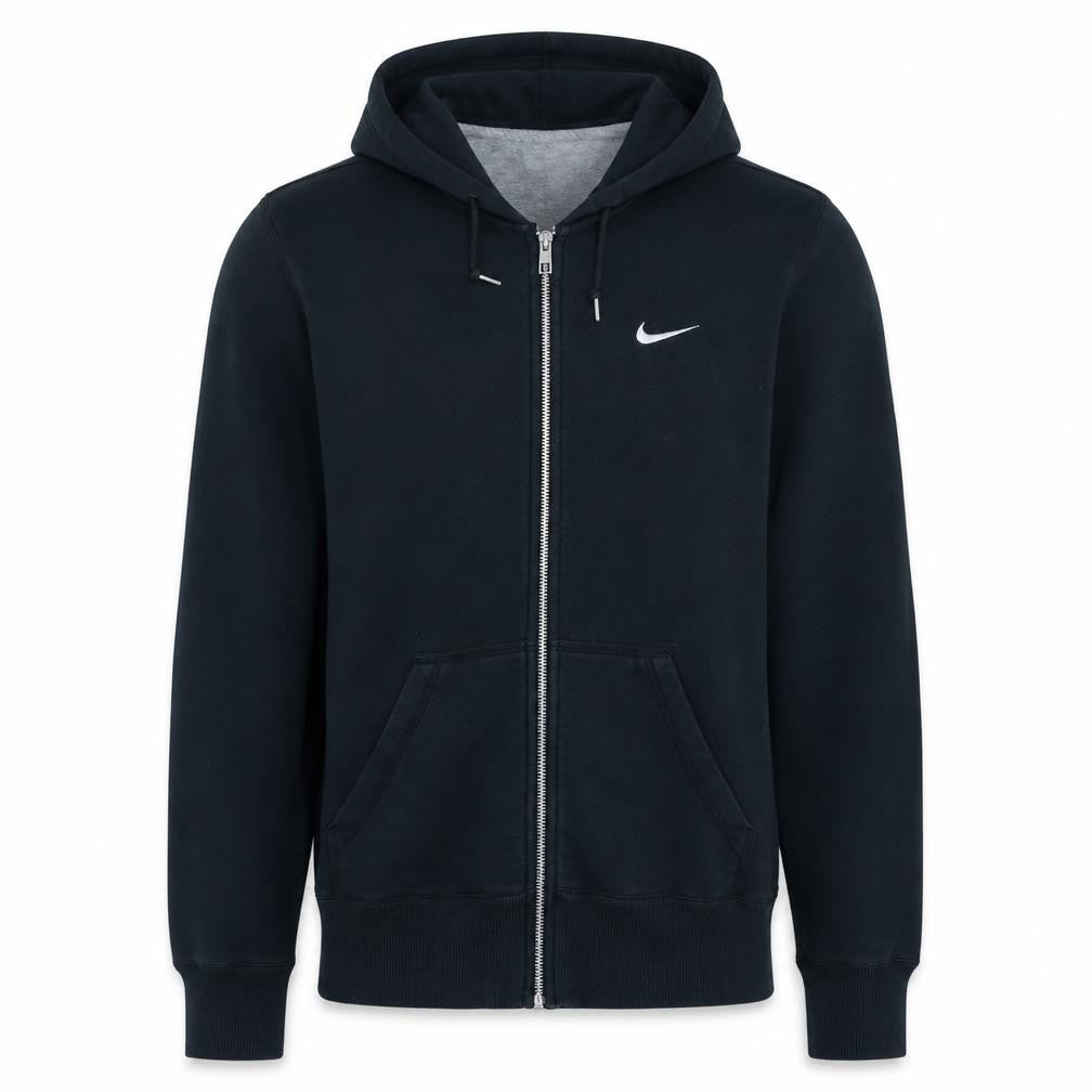 Nike Men's Black Full Zip Hoodie Large Cotton Fleece Sportswear