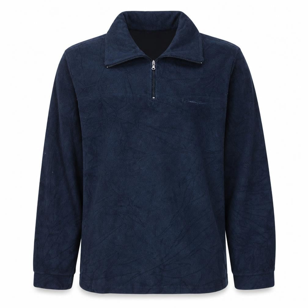 Front view of Champion Men’s Blue 1/4 Zip Fleece Sweatshirt, size L, Regular Fit