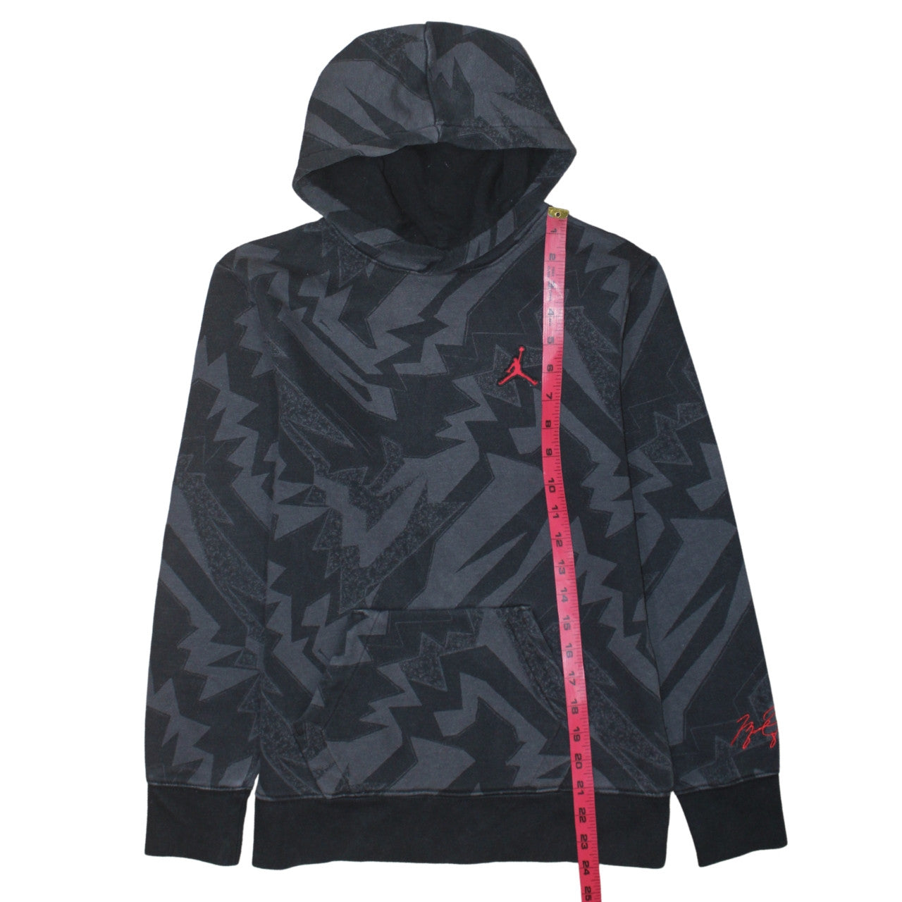 Jordan Boys Black Graphic Pullover Hoodie - Size L Cotton Blend