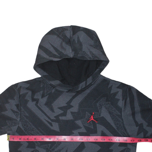 Jordan Boys Black Graphic Pullover Hoodie - Size L Cotton Blend