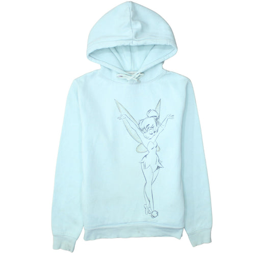 Disney Women Blue XS Pullover Hoodie with Tinker Bell Graphic