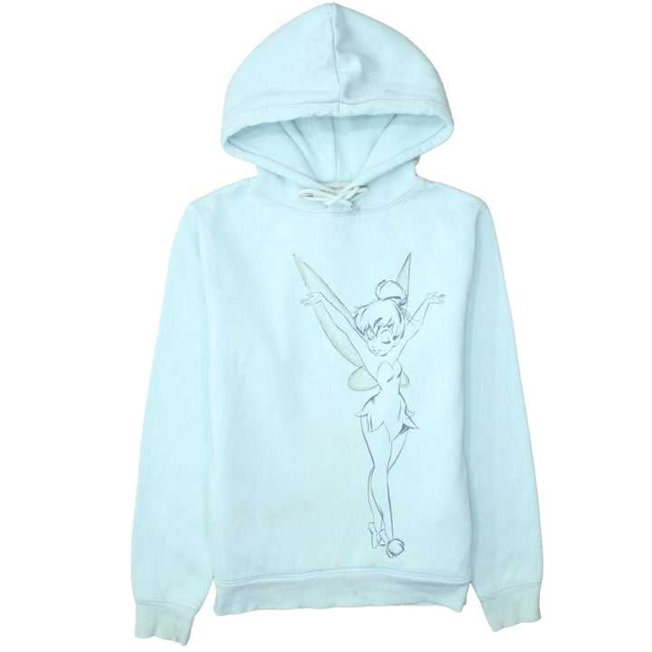 Disney Women Blue XS Pullover Hoodie with Tinker Bell Graphic