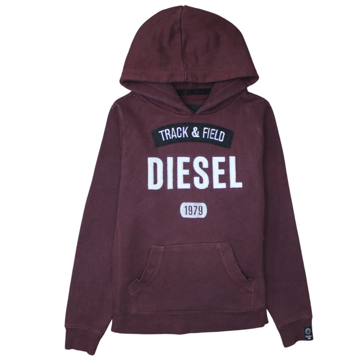 Diesel Womens Burgundy Pullover Hoodie M Classic Cotton Blend