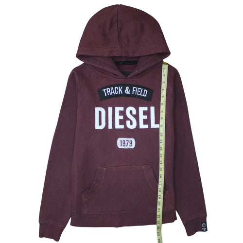 Diesel Womens Burgundy Pullover Hoodie M Classic Cotton Blend