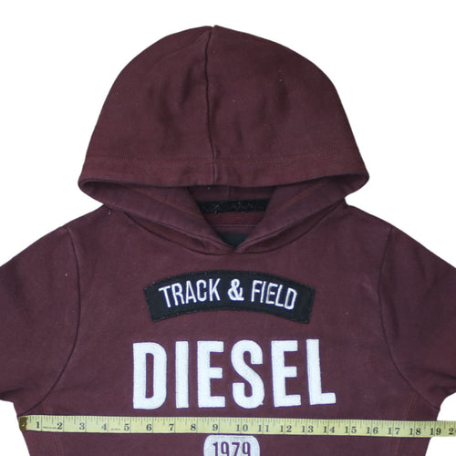 Diesel Womens Burgundy Pullover Hoodie M Classic Cotton Blend