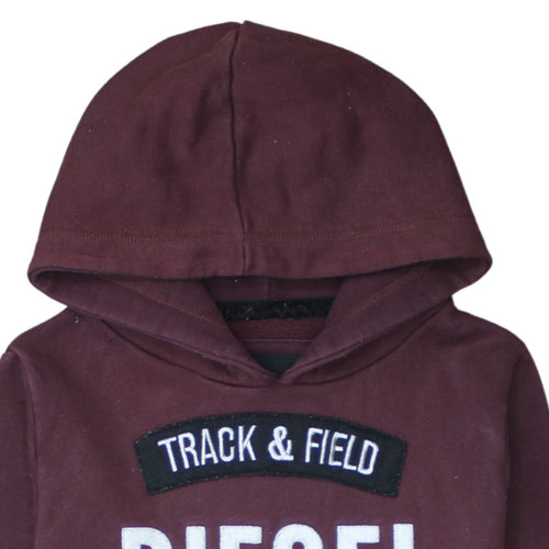 Diesel Womens Burgundy Pullover Hoodie M Classic Cotton Blend