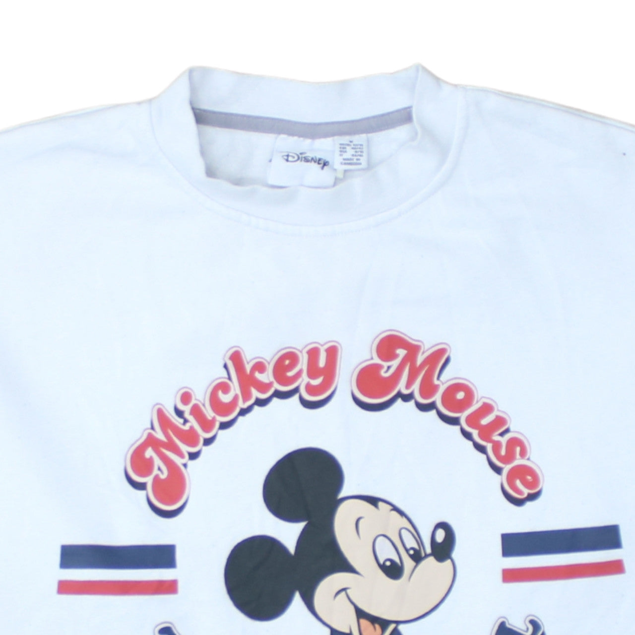 Disney Womens White Mickey Mouse Graphic Pullover Sweatshirt Size M 12/14