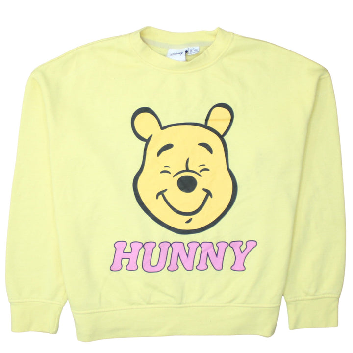 Disney Women Yellow Winnie the Pooh Crew Neck Pullover Sweatshirt Size S