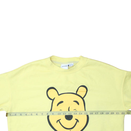Disney Women Yellow Winnie the Pooh Crew Neck Pullover Sweatshirt Size S