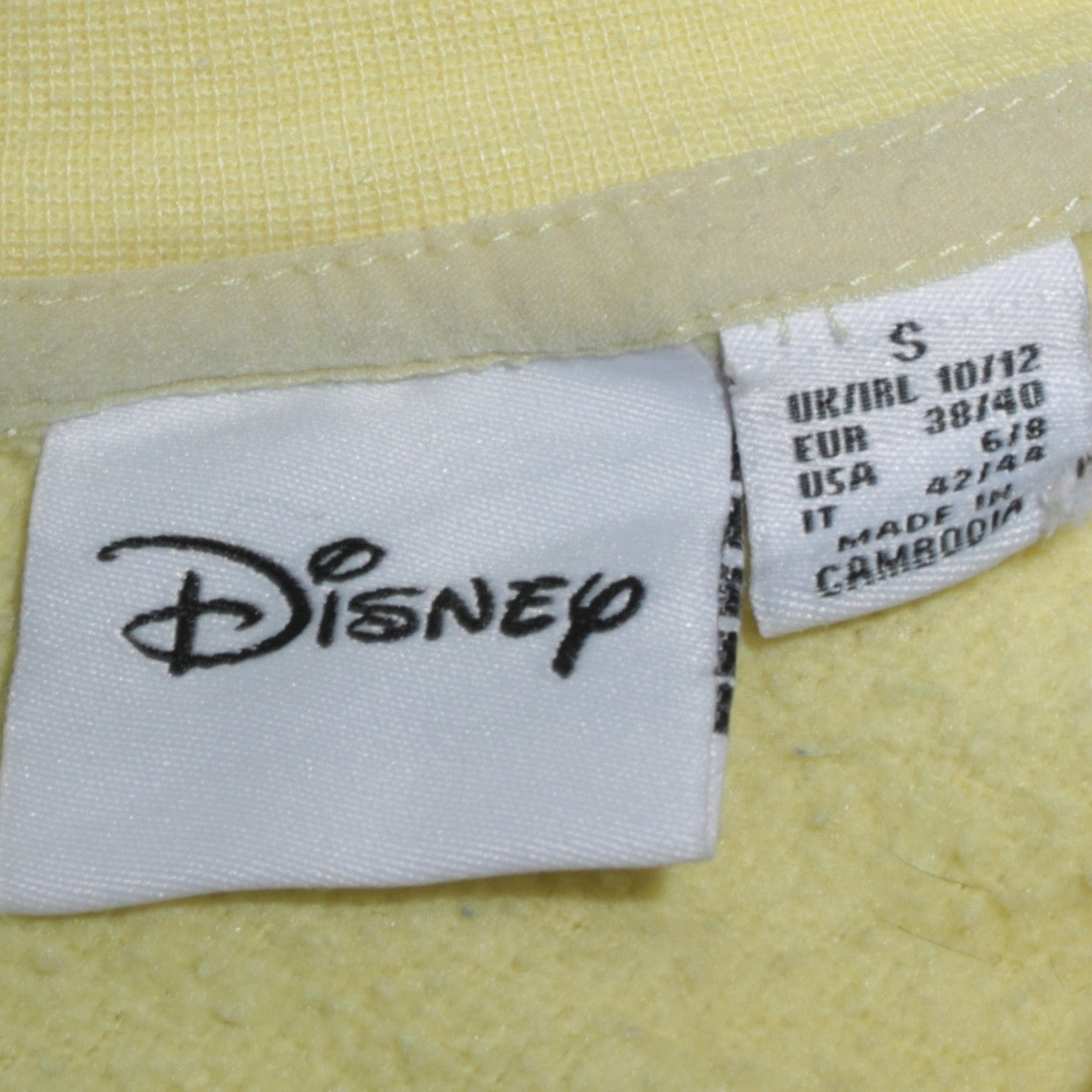 Disney Women Yellow Winnie the Pooh Crew Neck Pullover Sweatshirt Size S