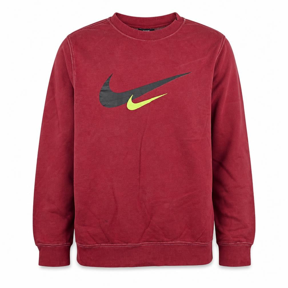 Front view of Nike Men's Red Graphic Logo Pullover Sweatshirt, size S