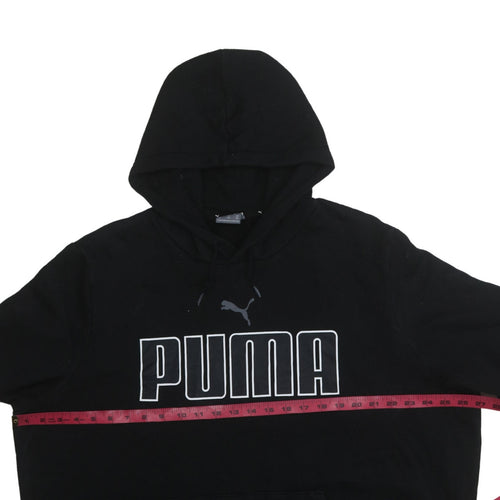 Puma Men's Black 2XL Pullover Hoodie with Logo Graphic Print