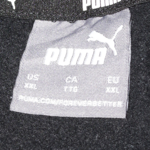 Puma Men's Black 2XL Pullover Hoodie with Logo Graphic Print