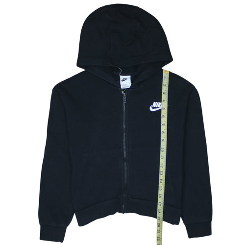 Nike Boys Black Full Zip Hoodie Size 146cm Fleece Hooded Sweatshirt