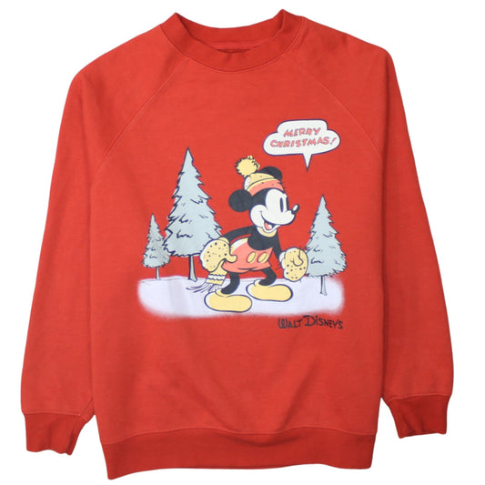 Front view of Primark Disney Women's Red Mickey Mouse Christmas Sweatshirt XS