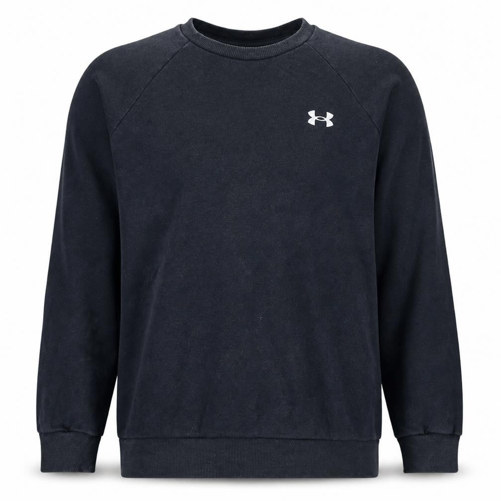 Front view of Under Armour Men's Black Medium Pullover Crew Neck Sweatshirt