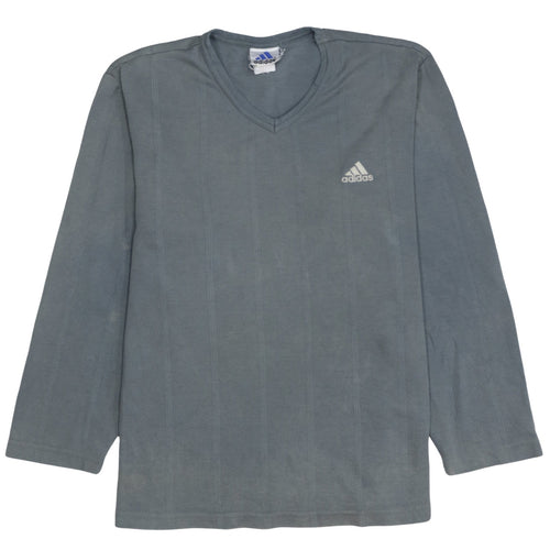 Adidas Men's Grey V-Neck Long Sleeve Pullover Sweatshirt M