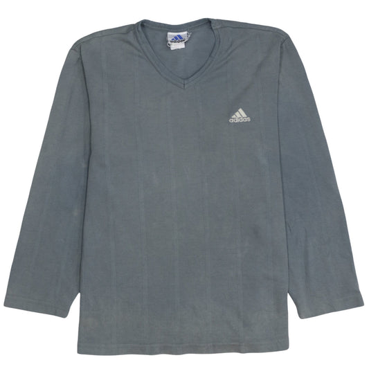 Adidas Men's Grey V-Neck Long Sleeve Pullover Sweatshirt M